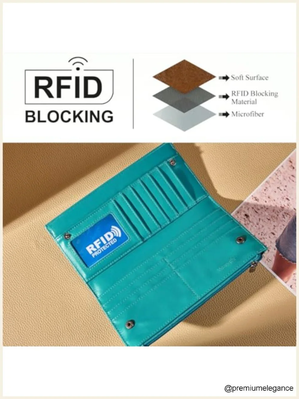 Faux Leather RFID Blocking Bifold Wallet with Zipper Coin Pocket